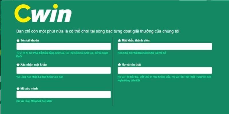 Đăng ký Cwin nhanh chóng, dễ dàng để tham gia tất cả game